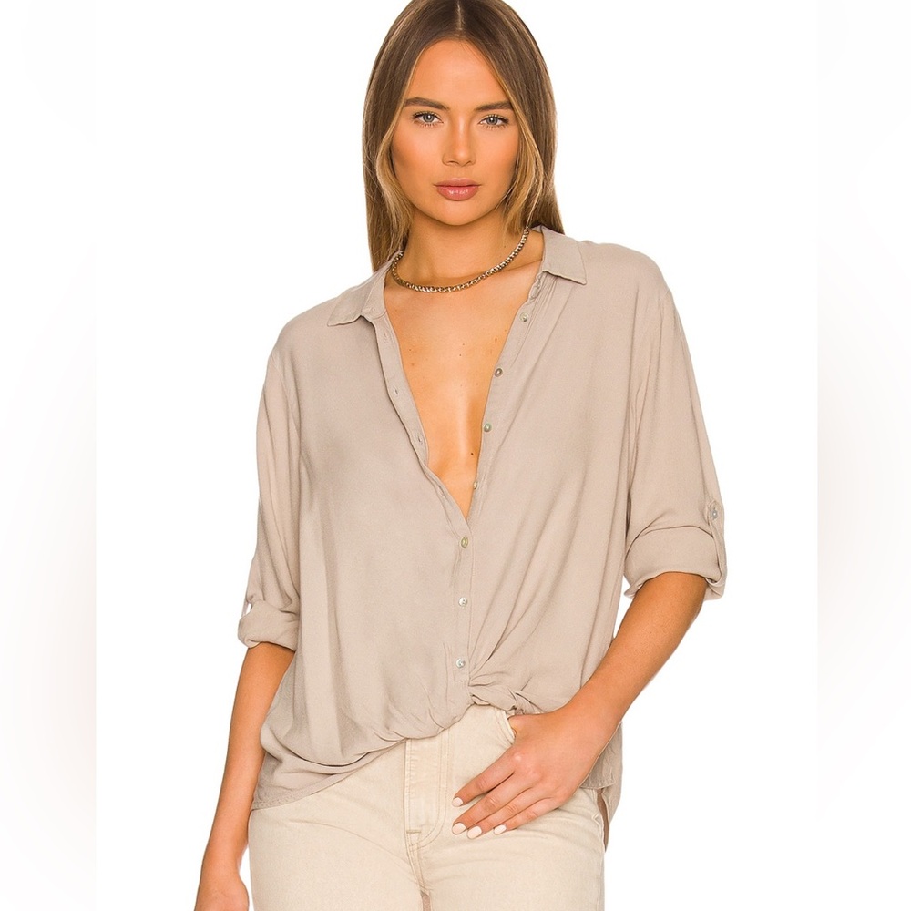 NWT Bobi Button Up tee in color tan !